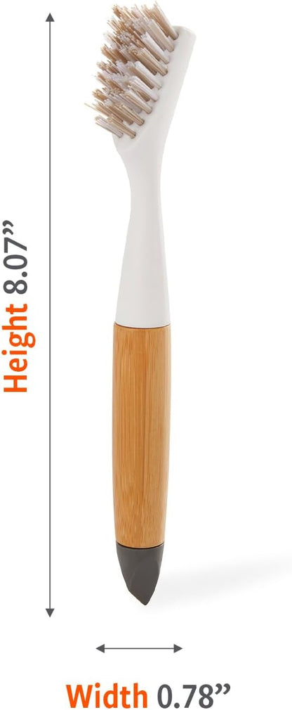 Full Circle Micro Manager, Deep Cleaning Brush for Crevices, Shower, & Grout, Tough Bristles, Sustainable Bamboo Handle, 2-Pack