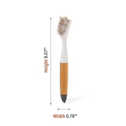 Full Circle Micro Manager, Deep Cleaning Brush for Crevices, Shower, & Grout, Tough Bristles, Sustainable Bamboo Handle, White