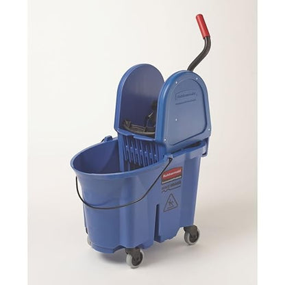 Rubbermaid Commercial WaveBrake 2.0 35 QT Down-Press Mop Bucket and Wringer, Blue, Heavy Duty Mopping/Cleaning for Professional/Janitorial Use