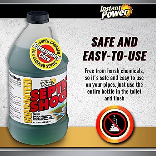 Instant Power Septic Shock – Septic Tank Treatment, Drain Cleaner Liquid Clog Remover for Septic System, Drain Defense for RVs – 67.6 Fl Oz 6 Pack