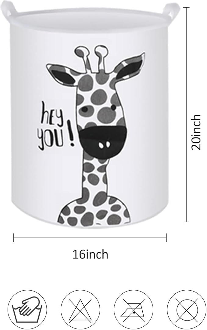 Collapsible Laundry Basket in Bedroom Waterproof Laundry Hamper in Bathroom Large Laundry Bag in College Dormitory Cloakroom Livingroom Nursery Organizer Toy Bin Giraffe-002