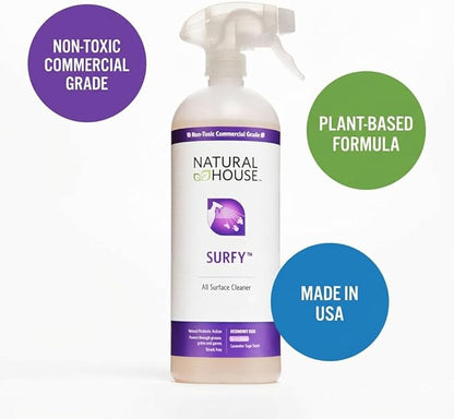 Natural House Surfy - Probiotic All-Purpose Cleaner Spray - Multi-Surface Formula - Plant-Based - Lavender Sage Scent - 128 oz