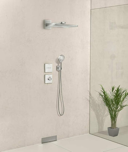 Wall Supply Elbow with Hand Shower Holder, Brass Square G1/2 Shower Hose Connector, Wall Mount Water Outlet for Bathroom Shower, Brushed Nickel