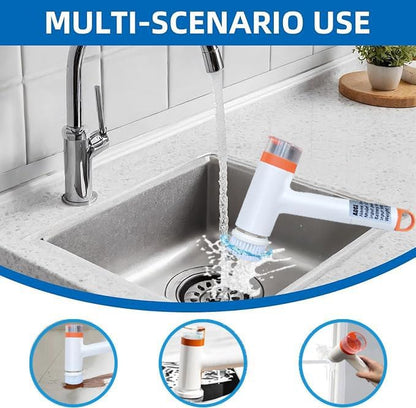 Can add Cleaning Cleaner ,Electric Spin Scrubber Handheld scrubbers for Cleaning， Electric Dishgun，Spin Brush for Cleaning Set，5 Replaceable Brush Heads Kitchen, Shower, Floor, Bathroom Turboscrub