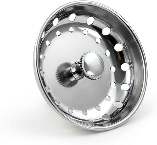Highcraft 97333 Kitchen Sink Basket Strainer Replacement for Standard Drains (3.25 Inch) Chrome Plated Stainless Steel Body With Rubber Stopper, 3.25"