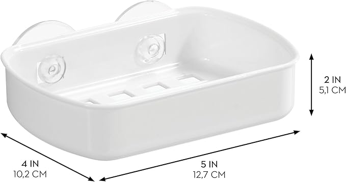 iDesign Suction Cup Soap Dish for Shower - White