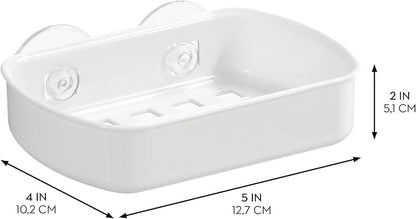 iDesign Suction Cup Soap Dish for Shower - White