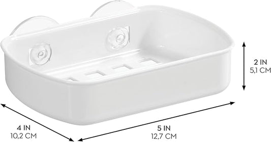iDesign Suction Cup Soap Dish for Shower - White