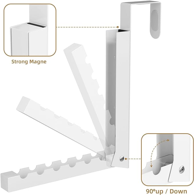 Over The Door Hanger Folding Clothes Drying Rack, Folding Hanging Coat Rack for Indoor Laundry Room Compact Small Space Foldable Portable Clothing Hanger Hook Collapsible- 2 Pack (White)