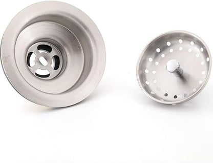 KONE 3-1/2 Inch Kitchen Sink Drain Assembly with Strainer Basket/Drain Stopper, All Stainless Steel Sink Drain Kit Durable and Rustproof