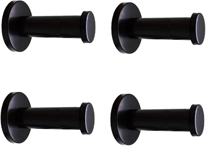 Classic Black Stainless Steel Heavy Duty Wall Mount Hooks, Bath Towel Hooks, Coat Hanger, Handbag Hooks, 4 in Pack (2-4/5")