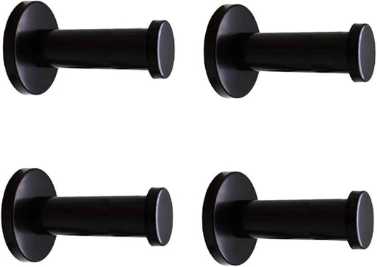 Classic Black Stainless Steel Heavy Duty Wall Mount Hooks, Bath Towel Hooks, Coat Hanger, Handbag Hooks, 4 in Pack (2-4/5")