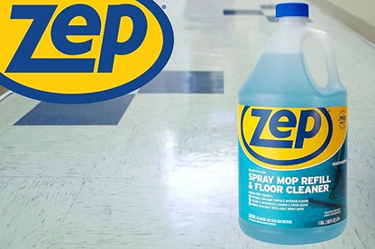 Zep Spray Mop Refill and Floor Cleaner - 1 Gallon (Case of 4) ZUMSF128 - Professional Grade Versatile Multi Surface Fresh Scent Floor Cleaner and Deodorizer