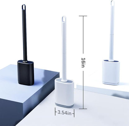 Dual-Sided RV Silicone Toilet Brush with TPR Bristles & Detachable ABS Handle Set, Wall Mountable Toilet Bowl Brush,Flexible Cleaners Brushes for 360°Deep Cleaning Bathroom/Camper (Black)