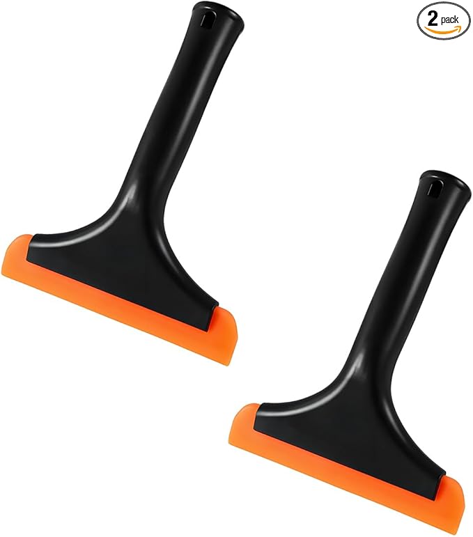 2PCS Small Silicone Window Squeegee, 5.9 Inch Car Windshield Water Blade Squeegee with Non-Slip Handle, All-Purpose Cleaning Squeegee for Car Windshield, Window, Mirror (Black+Black)