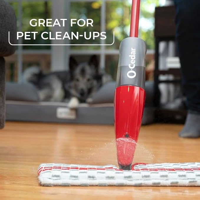 O-Cedar ProMist MAX Spray Mop, PMM with 3 Extra Refills, Red