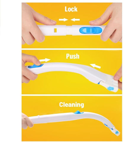 Disposable Toilet Bowl Brush Holder System, Fresh Refills for Bathroom Scrubber, 1 Toilet Brush+1 Holder+1 Cleaning Glove+12 Refills
