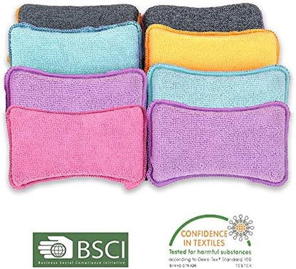 UPSTAR Dish Sponges Kitchen, Microfiber Cleaning Scrubber for Dishwashing, Sink, Basin and Multi-Pupose, Non-Scratch, Size.S Pack of 8