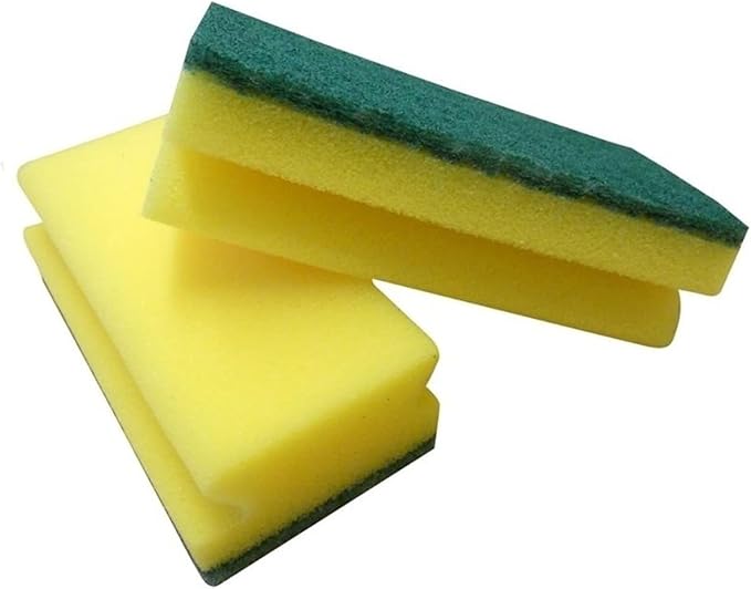 Heavy Duty Scrub Large Sponge, Dual-Sided Dishwashing & Cleaning Sponge for Kitchen, Bathroom and Home Cleaning (Pack of 10),Yellow & Green