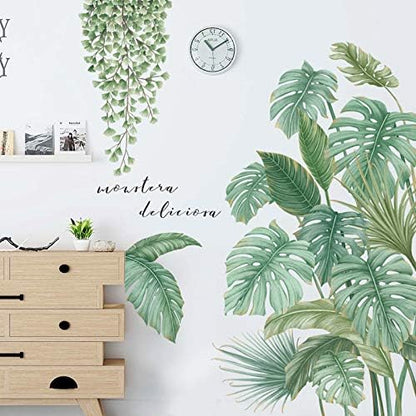 3D Wall Stickers DIY Flower Wall Decal Removable Waterproof Wall Art Decor for Bedroom Living Room Offices Home Decoration (Green Plant)