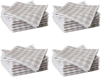 Martha Stewart Microfiber Cleaning Cloths, Ultra-Absorbent, Lint-Free Cleaning Towels for Home & Kitchen, Grey Gingham, 11 Inches, 24 Count