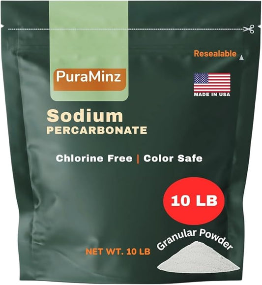 Sodium Percarbonate, 99.9% Pure Oxygen Bleach Powder, Stain Remover, Whitener, Chlorine free Detergent,Fragrance Free Dishwasher Cleaner and Deodorizer, 10 lbs (160 oz), Pack of 1