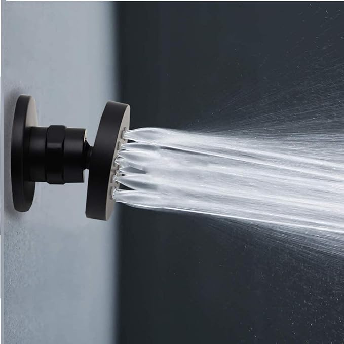 HOMEDEC 2inch Round Brass Showerhead Shower Jet Massage Spa Body Sprays Wall Mount, 4pcs, Matte Balck