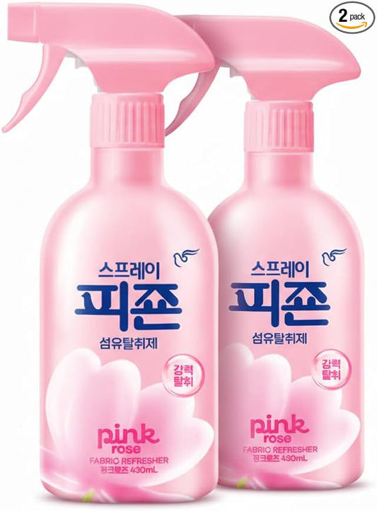 Pigeon Fabric Refresher Spray Pink Rose, Odor Eliminator for Clothes and Home, Long-Lasting Fresh Scent, 430ml, 2-Pack
