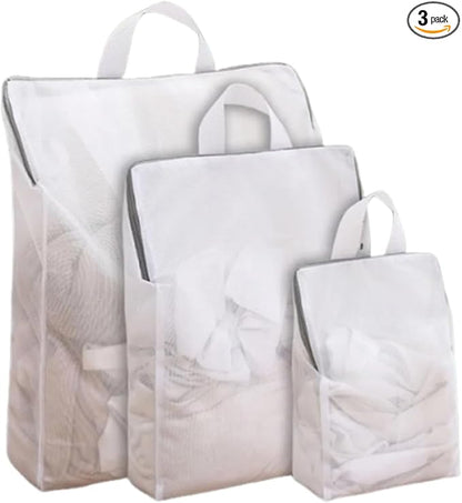 Mesh Laundry Bags for Delicates Reusable Durable Laundry Mesh Wash Bags Large Laundry Travel Bags for College Dorms Apartments Travel Storage Organizer Bag (3Pcs)