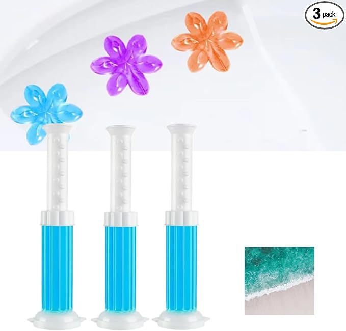 Toilet Gel Stamp, 3 Pack/36 Toilet Stamps,Toilet Bowl Stamp Gel, Toilet Gel Refills, Toilet Refresh Flower Scent Gel, Includes Dispenser and Gel, 3 Pack/set Last for a Month and a Half