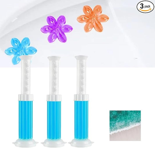 Toilet Gel Stamp, 3 Pack/36 Toilet Stamps,Toilet Bowl Stamp Gel, Toilet Gel Refills, Toilet Refresh Flower Scent Gel, Includes Dispenser and Gel, 3 Pack/set Last for a Month and a Half