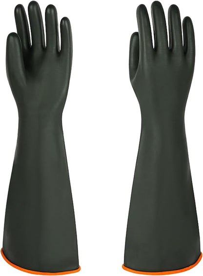 Heavy Latex Chemical Resistant Gloves - Reusable Long Rubber Dishwashing Gloves with Forearm Protection for Men - Waterproof, Industrial Safety Gear, Acid & Alkali Resistant, Oil-Proof，22“XL,1 Pair