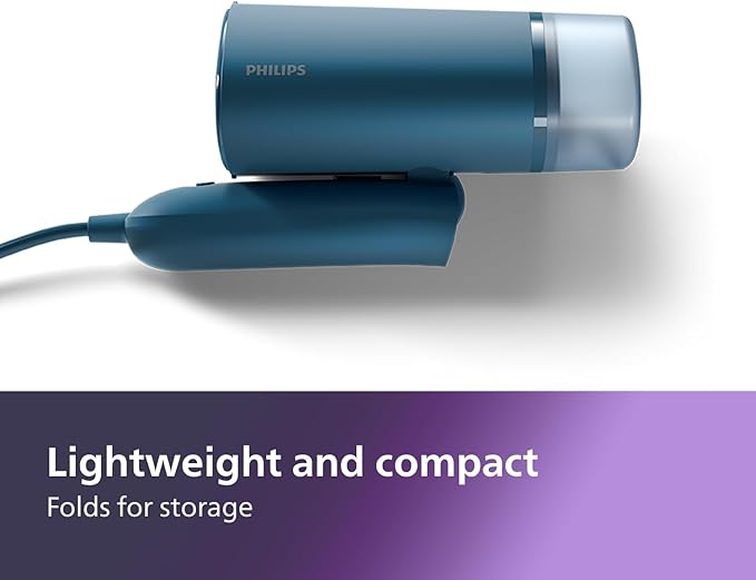 Philips 3000 Series Handheld Steamer - 1000W, 20 g/min Steam, Detachable 100ml Water Tank, Plastic Plate, Blue (STH3000/20)