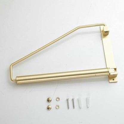 Folding Clothes Hanger Gold Brushed Drying Clothes Rack Wall-Mounted Space Saver for Laundry Room Closet, Brass, 12 Inch