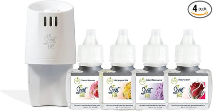 Scent Fill Spring Collection Kit (Lilac Blossom, Cherry Blossom, Honeysuckle, Rosewater), 4 Refills + Diffuser