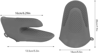 Silicone Oven Mitts, 2Pcs Mini Oven Mitts Rubber Oven Glove, Antiskid Waterproof Oven Gloves, Thickened Anti Scalding Cooking Mitts, for Kitchen, Baking, BBQ(Grey)