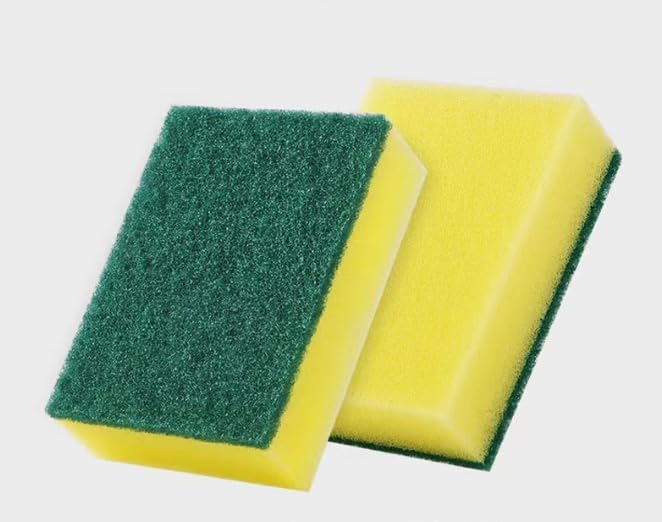 Heavy Duty Scrub Sponges – Kitchen Dish, Sink and Bathroom Cleaning Scrubber Sponge - with Non-Smell Scouring Pad (Right Angle 2 pcs)