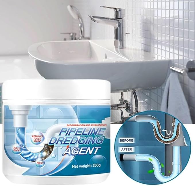 Strong Pipeline Dredging Agent, Powerful Pipe Dredging Agent for Kitchen and Toilet Pipelines, Drain Clog Remover, Toilet Cleaner Foam Powder,Fast-Acting Pipe Maintainer for Sink Bathtub Clogs