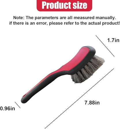 Tire & Wheel Brush for Car Rims - Short Handle Stiff Bristle Auto Detailing Scrub Brush | No Scratch Car Wash Brush Cleaning Tool for Tires, Wheels, Rims, Floor Mats, Carpet, Cars, Home (Red)