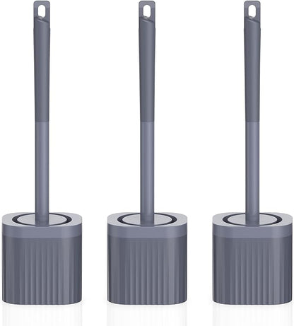 Toilet Bowl Brush and Holder, 3 Pack Compact Toilet Brush Set with Nylon Bristles Toilet Brush Hidden Scrubber Brushes for Bathroom Cleaning—Blue