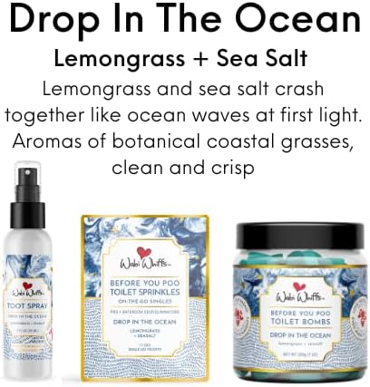 Fizzing Toilet Bombs – Drop In The Ocean | Natural Bathroom Deodorizer | Odor Eliminator Tablets For Freshness & Cleanliness | Eco-Friendly Septic Safe Tablets | 60 Count |