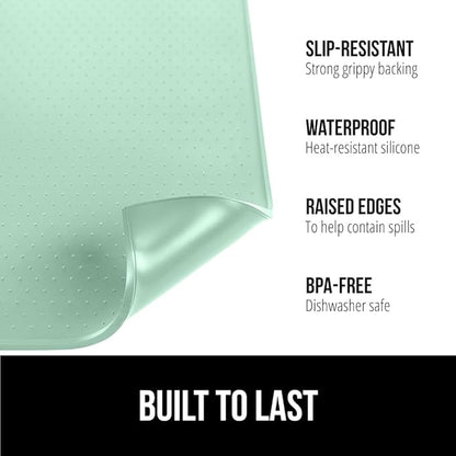 GORILLA GRIP Silicone Coffee Mat, 18x28, Espresso Machine Bar Accessories, Keep Kitchen Counters Clean, Stays in Place, Waterproof and Heat Resistant Dish Drying Mats, Home Decor Essentials, Mint