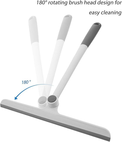 Rotating Glass Squeegee for Home Use Grey White, Multipurpose Nonslip Window and Mirror Cleaner, Bathroom and Car Water Wiper Cleaning Tool