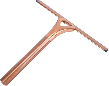 CHICIRIS 304 Stainless Steel Shower Squeegee, All Purpose Bathroom Cleaner Tool for Shower Glass Door Tile Wall Mirror Car, with Silicone Wiper and Suction Cup Hook (Bronze)