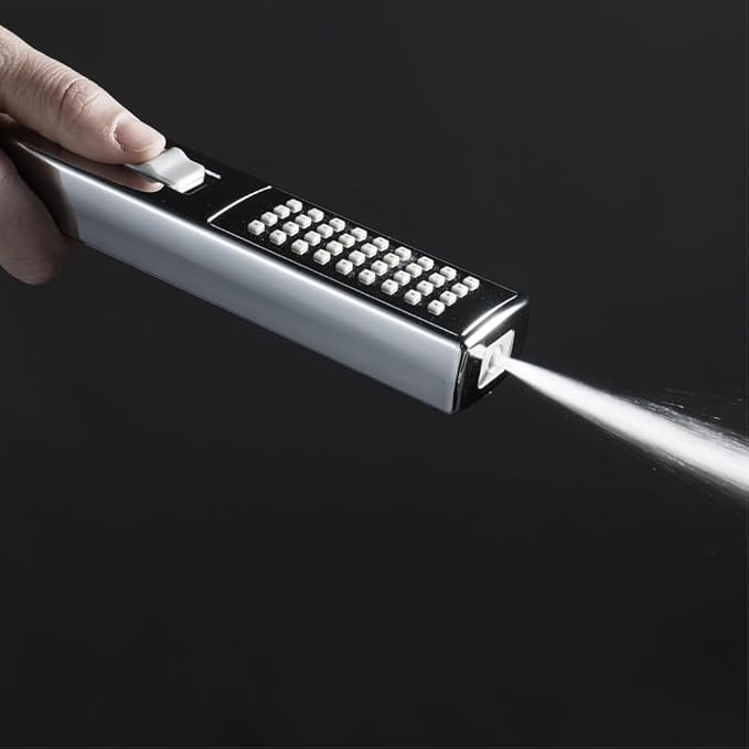LUYU Square Handheld Shower Head - Dual Spray Modes (Rain Shower & Power Jet), Mirror Chrome Finish, AirBoost Water Saving Tech, Ergo Grip for Low Pressure Bathrooms, 5-Layer Filter (Head Only)