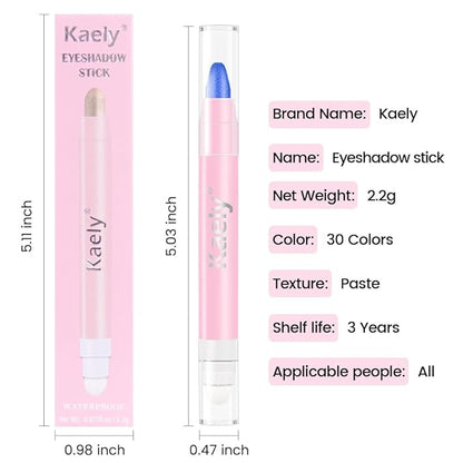 evpct 2Pcs Cream Eye Shadow Brightener Sticks Set for Eyes Waterproof, Violet & Royal Blue Shimmer Cream Eyeshadow Applicator Stick Long Lasting Pigmented Eye Makeup sombras en crema para ojos 9+13