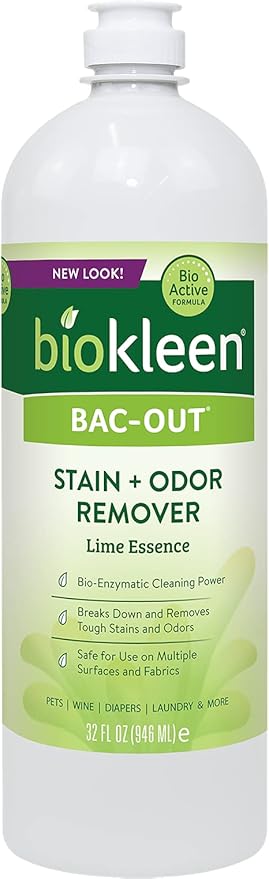 Biokleen Bac-Out Stain+Odor Remover, Destroys Stains & Odors Safely, for Pet Urine, Laundry, Diapers, Wine, Carpets, & More, Eco-Friendly, Non-Toxic, Plant-Based, 32 Ounces