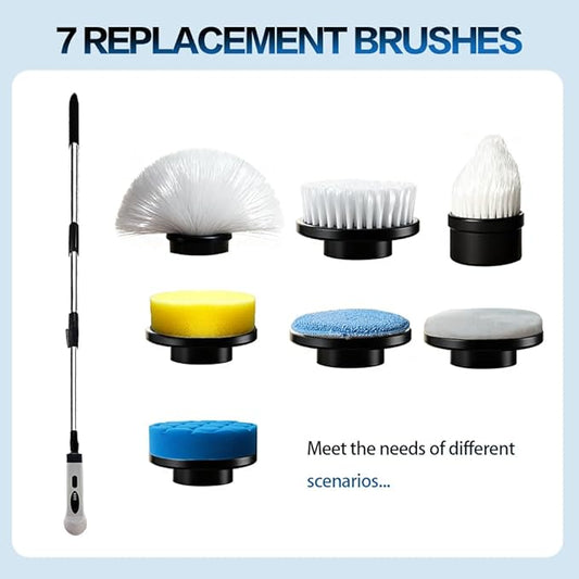Cordless Electric Spin Scrubber, IPX7 Waterproof Power Scrubber with 9 Replaceable Brush Heads, Rechargeable Bathroom Cleaning Brush for Tile, Grout, Shower, Corners, Crevices