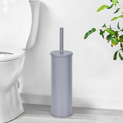 Deep & Sturdy Toilet Bowl Brush with Holder - Durable Scrubbing - Toilet Cleaners - Household Essentials - Bathroom Cleaner - Cleaning Supplies - Household Supplies, Matte Gray