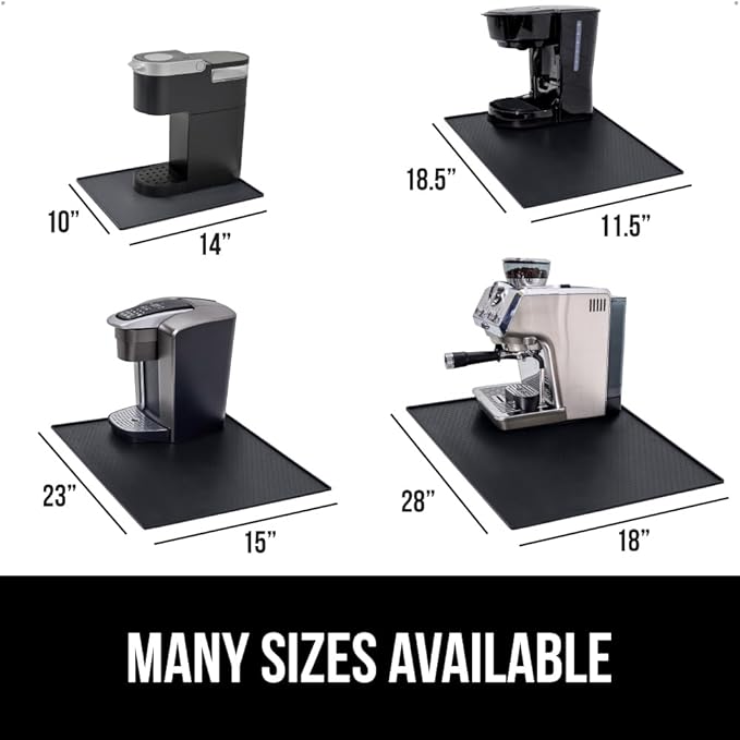GORILLA GRIP Silicone Coffee Mat, 15x23, Espresso Machine Bar Accessories, Keep Kitchen Counters Clean, Stays in Place, Waterproof and Heat Resistant Dish Drying Mats, Home Decor Essentials, Black